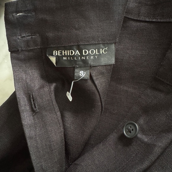 Behida Dolic Black Linen A-line Halter Midi Dress - Size Small - Picture 10 of 11